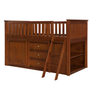 B2013LLDC-1*BC2DR (6) Low Loft Bunk with Bookcase and 2 Dressers - B2013LLDC-1*BC2DR