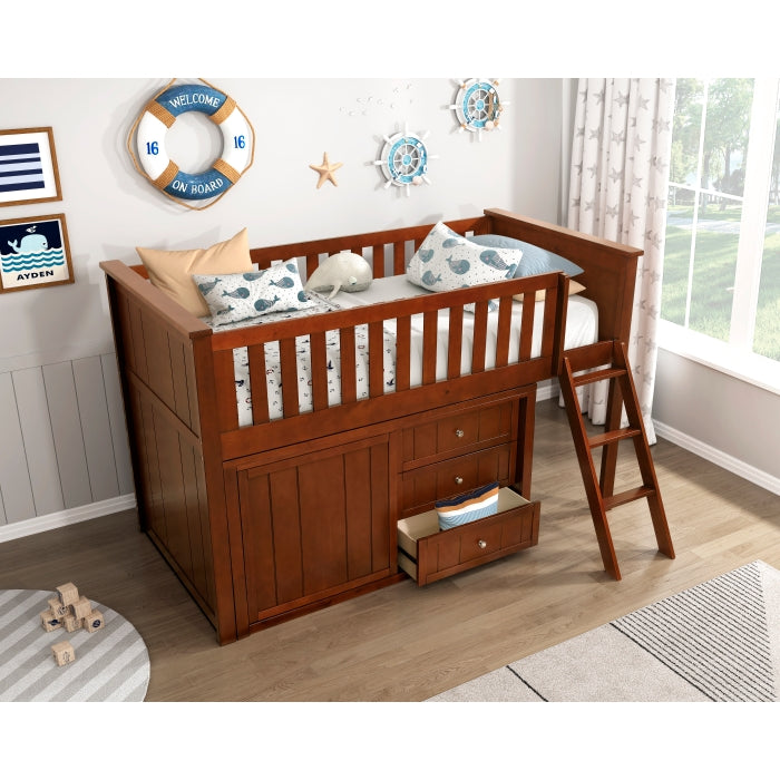 B2013LLDC-1*DR (4) Low Loft Bunk with Dresser - B2013LLDC-1*DR