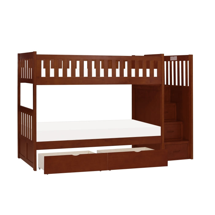 B2013SBDC-1*T (5) Twin/Twin Step Bunk Bed with Storage Boxes - B2013SBDC-1*T