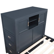 B2024BUBCF-1* (2) Full Bookcase Platform Bed with Hidden Desk, Stool and Storage Bench - B2024BUBCF-1*