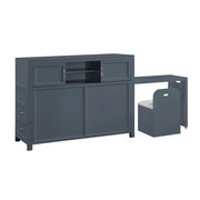 B2024BUBCF-1* (2) Full Bookcase Platform Bed with Hidden Desk, Stool and Storage Bench - B2024BUBCF-1*