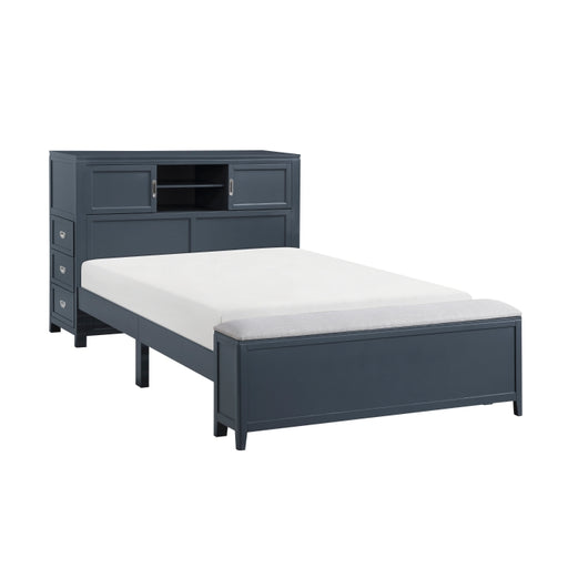 B2024BUBCF-1* (2) Full Bookcase Platform Bed with Hidden Desk, Stool and Storage Bench - B2024BUBCF-1*