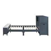 B2024BUBCF-1* (2) Full Bookcase Platform Bed with Hidden Desk, Stool and Storage Bench - B2024BUBCF-1*