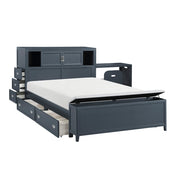 B2024BUBCF-1* (2) Full Bookcase Platform Bed with Hidden Desk, Stool and Storage Bench - B2024BUBCF-1*