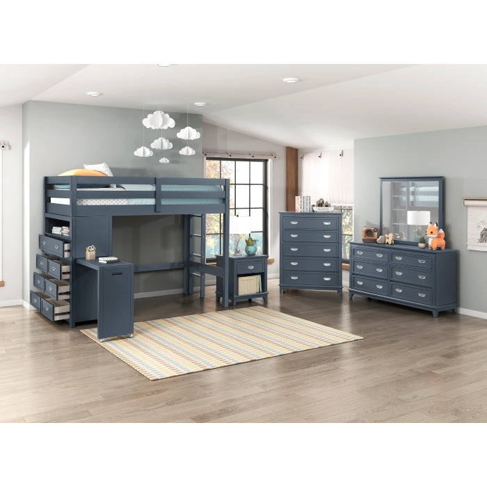 B2024BULTF-1* (6) Twin/Full Loft Bunk Bed with Chest and Hidden Desk - B2024BULTF-1*