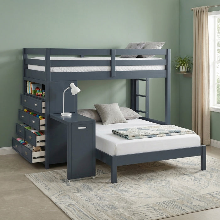 B2024BULTF-1* (6) Twin/Full Loft Bunk Bed with Chest and Hidden Desk - B2024BULTF-1*