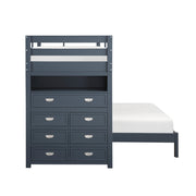 B2024BULTF-1* (6) Twin/Full Loft Bunk Bed with Chest and Hidden Desk - B2024BULTF-1*
