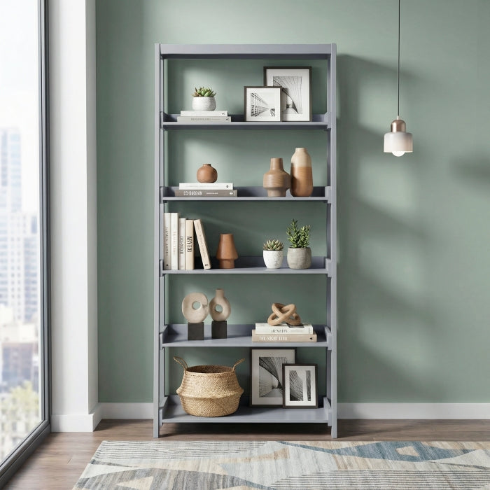 B2024GY-16S5 Bookcase, 5 Fixed Shelves - B2024GY-16S5
