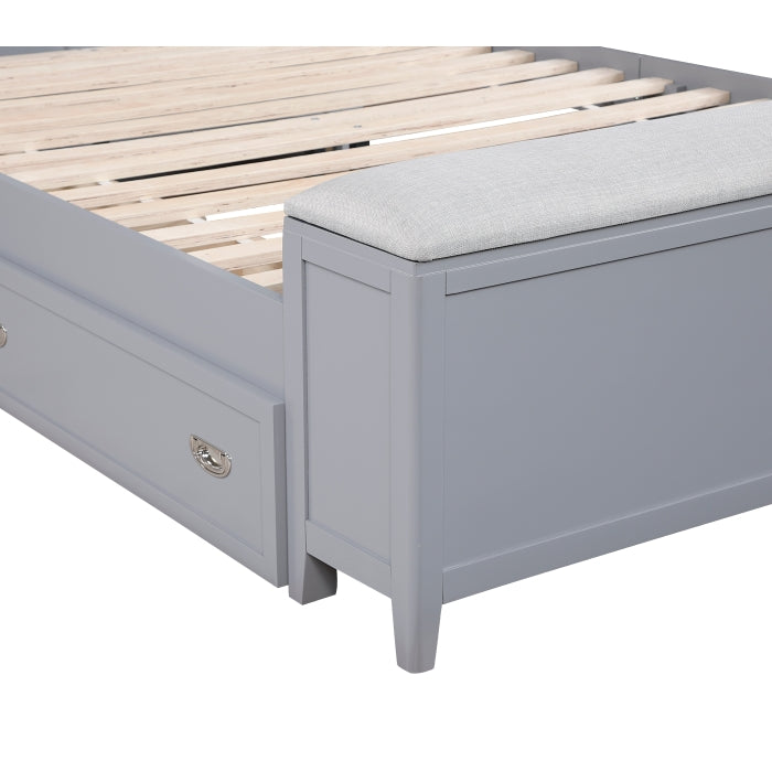 B2024GYBC-1* (2) Twin Bookcase Platform Bed with Hidden Desk, Stool and Storage Bench - B2024GYBC-1*