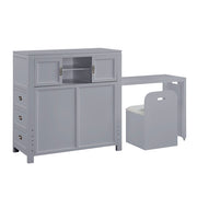 B2024GYBC-1* (2) Twin Bookcase Platform Bed with Hidden Desk, Stool and Storage Bench - B2024GYBC-1*