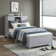 B2024GYBC-1* (2) Twin Bookcase Platform Bed with Hidden Desk, Stool and Storage Bench - B2024GYBC-1*