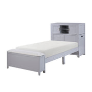B2024GYBC-1* (2) Twin Bookcase Platform Bed with Hidden Desk, Stool and Storage Bench - B2024GYBC-1*