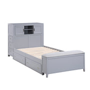 B2024GYBC-1* (2) Twin Bookcase Platform Bed with Hidden Desk, Stool and Storage Bench - B2024GYBC-1*
