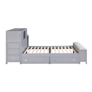 B2024GYBC-1* (2) Twin Bookcase Platform Bed with Hidden Desk, Stool and Storage Bench - B2024GYBC-1*
