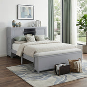 B2024GYBCF-1* (2) Full Bookcase Platform Bed with Hidden Desk, Stool and Storage Bench - B2024GYBCF-1*