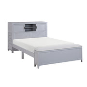 B2024GYBCF-1* (2) Full Bookcase Platform Bed with Hidden Desk, Stool and Storage Bench - B2024GYBCF-1*