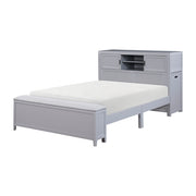 B2024GYBCF-1* (2) Full Bookcase Platform Bed with Hidden Desk, Stool and Storage Bench - B2024GYBCF-1*