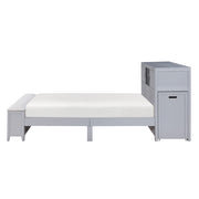 B2024GYBCF-1* (2) Full Bookcase Platform Bed with Hidden Desk, Stool and Storage Bench - B2024GYBCF-1*