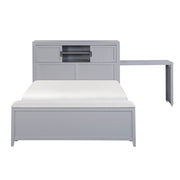 B2024GYBCF-1* (2) Full Bookcase Platform Bed with Hidden Desk, Stool and Storage Bench - B2024GYBCF-1*