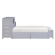 B2024GYBCF-1* (2) Full Bookcase Platform Bed with Hidden Desk, Stool and Storage Bench - B2024GYBCF-1*