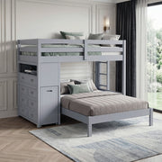 B2024GYLTF-1* (6) Twin/Full Loft Bunk Bed with Chest and Hidden Desk - B2024GYLTF-1*