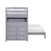 B2024GYLTF-1* (6) Twin/Full Loft Bunk Bed with Chest and Hidden Desk - B2024GYLTF-1*