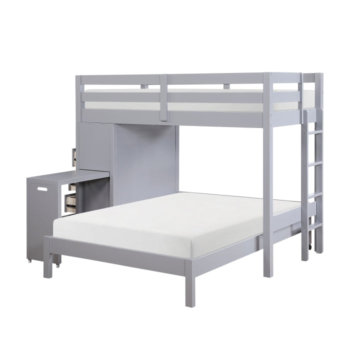 B2024GYLTF-1* (6) Twin/Full Loft Bunk Bed with Chest and Hidden Desk - B2024GYLTF-1*