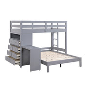 B2024GYLTF-1* (6) Twin/Full Loft Bunk Bed with Chest and Hidden Desk - B2024GYLTF-1*