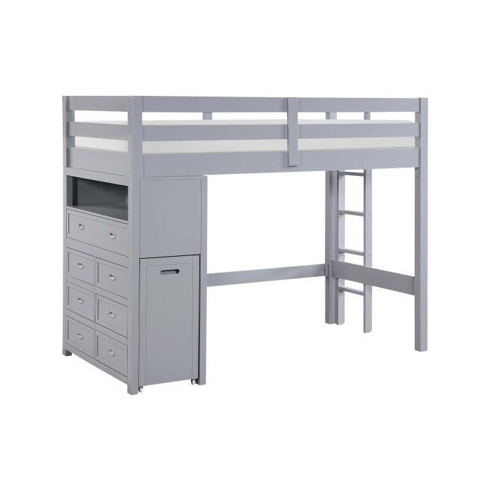 B2024GYLTF-1* (6) Twin/Full Loft Bunk Bed with Chest and Hidden Desk - B2024GYLTF-1*