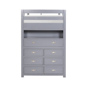 B2024GYLTF-1* (6) Twin/Full Loft Bunk Bed with Chest and Hidden Desk - B2024GYLTF-1*