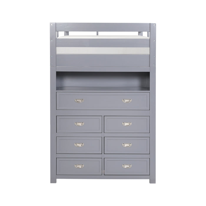 B2024GYLTF-1* (6) Twin/Full Loft Bunk Bed with Chest and Hidden Desk - B2024GYLTF-1*