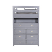 B2024GYLTF-1* (6) Twin/Full Loft Bunk Bed with Chest and Hidden Desk - B2024GYLTF-1*