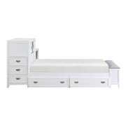 B2024WHBC-1* (2) Twin Bookcase Platform Bed with Hidden Desk, Stool and Storage Bench - B2024WHBC-1*