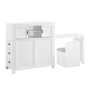 B2024WHBC-1* (2) Twin Bookcase Platform Bed with Hidden Desk, Stool and Storage Bench - B2024WHBC-1*
