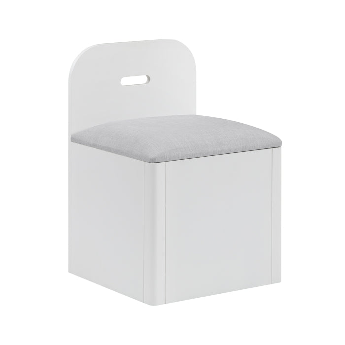 B2024WHBC-1* (2) Twin Bookcase Platform Bed with Hidden Desk, Stool and Storage Bench - B2024WHBC-1*