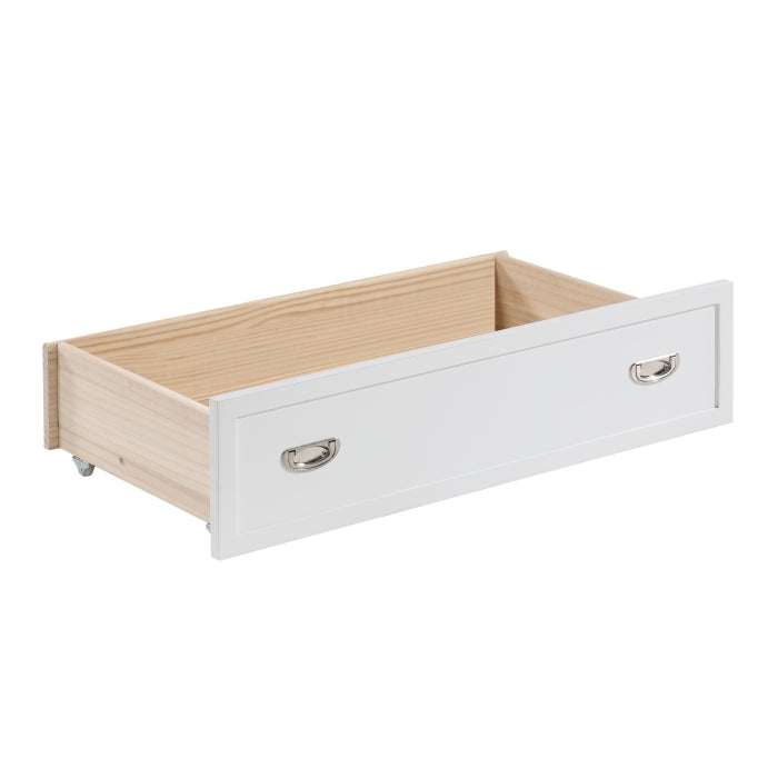 B2024WHBC-1* (2) Twin Bookcase Platform Bed with Hidden Desk, Stool and Storage Bench - B2024WHBC-1*