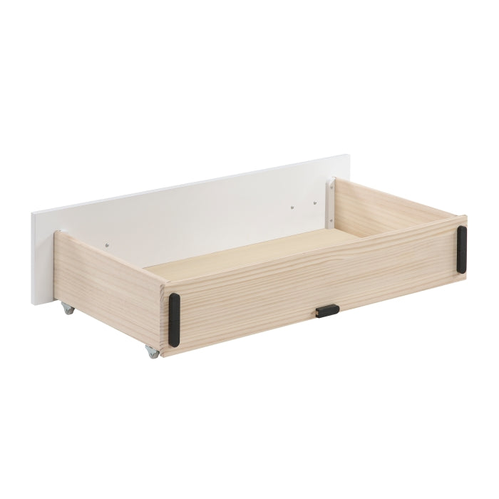 B2024WHBC-1* (2) Twin Bookcase Platform Bed with Hidden Desk, Stool and Storage Bench - B2024WHBC-1*