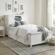 B2024WHBC-1* (2) Twin Bookcase Platform Bed with Hidden Desk, Stool and Storage Bench - B2024WHBC-1*