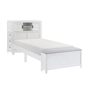 B2024WHBC-1* (2) Twin Bookcase Platform Bed with Hidden Desk, Stool and Storage Bench - B2024WHBC-1*