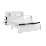 B2024WHBCF-1* (2) Full Bookcase Platform Bed with Hidden Desk, Stool and Storage Bench - B2024WHBCF-1*