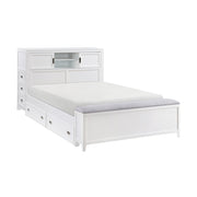 B2024WHBCF-1* (2) Full Bookcase Platform Bed with Hidden Desk, Stool and Storage Bench - B2024WHBCF-1*