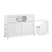 B2024WHBCF-1* (2) Full Bookcase Platform Bed with Hidden Desk, Stool and Storage Bench - B2024WHBCF-1*