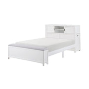 B2024WHBCF-1* (2) Full Bookcase Platform Bed with Hidden Desk, Stool and Storage Bench - B2024WHBCF-1*