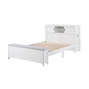 B2024WHBCF-1* (2) Full Bookcase Platform Bed with Hidden Desk, Stool and Storage Bench - B2024WHBCF-1*