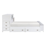 B2024WHBCF-1* (2) Full Bookcase Platform Bed with Hidden Desk, Stool and Storage Bench - B2024WHBCF-1*