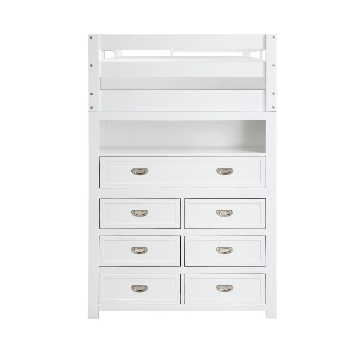 B2024WHLTF-1* (6) Twin/Full Loft Bunk Bed with Chest and Hidden Desk - B2024WHLTF-1*