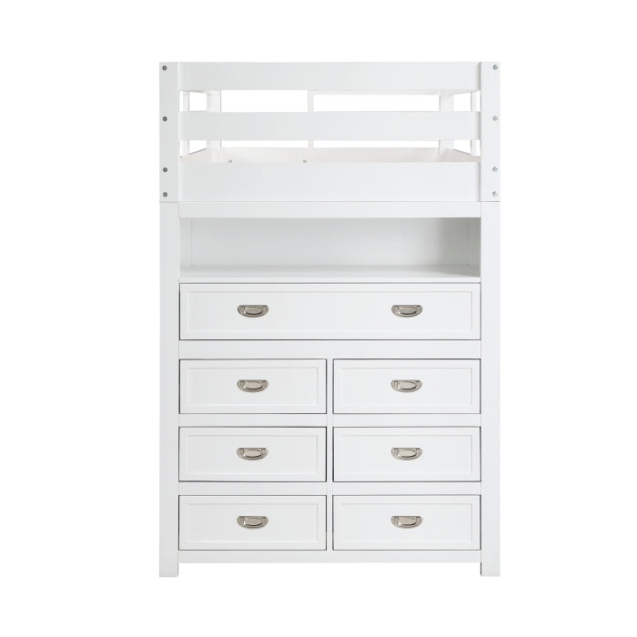 B2024WHLTF-1* (6) Twin/Full Loft Bunk Bed with Chest and Hidden Desk - B2024WHLTF-1*