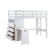 B2024WHLTF-1* (6) Twin/Full Loft Bunk Bed with Chest and Hidden Desk - B2024WHLTF-1*