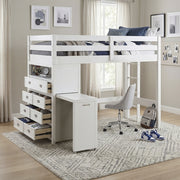 B2024WHLTF-1* (6) Twin/Full Loft Bunk Bed with Chest and Hidden Desk - B2024WHLTF-1*