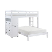 B2024WHLTF-1* (6) Twin/Full Loft Bunk Bed with Chest and Hidden Desk - B2024WHLTF-1*